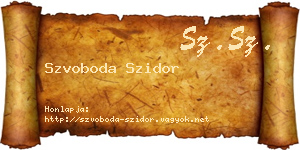 Szvoboda Szidor névjegykártya